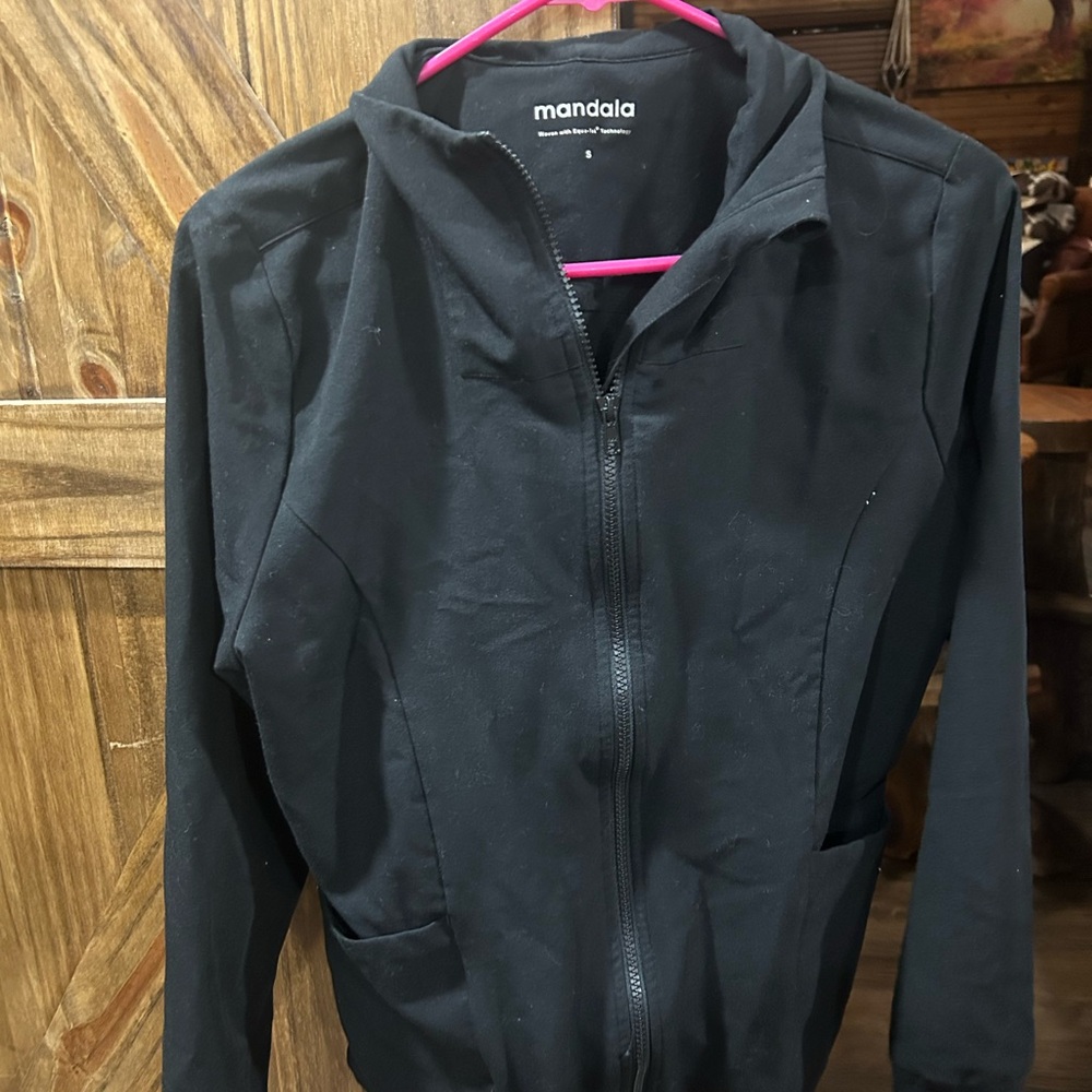 Women's Mandala Black Scrub Jacket